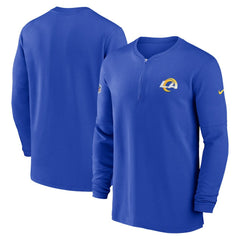 Nike Los Angeles Rams 2023 Sideline Performance Long Sleeve Tri-Blend Quarter-Zip Top Royal