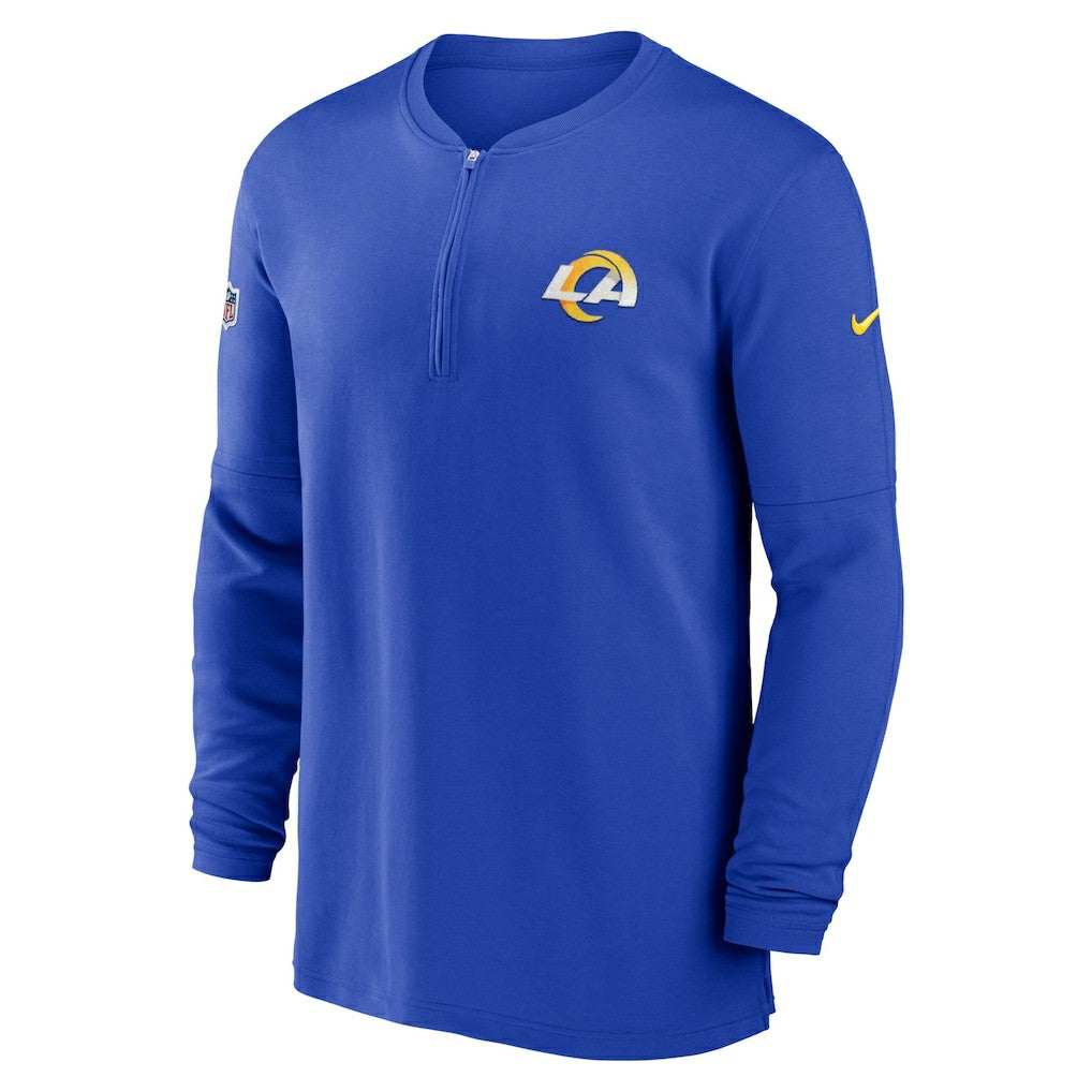Nike Los Angeles Rams 2023 Sideline Performance Long Sleeve Tri-Blend Quarter-Zip Top Royal