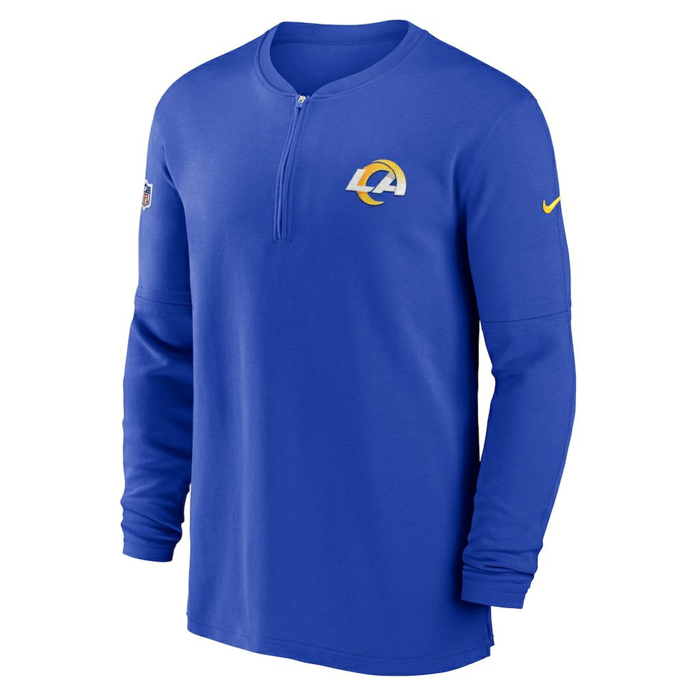 Nike Los Angeles Rams 2023 Sideline Performance Long Sleeve Tri-Blend Quarter-Zip Top Royal