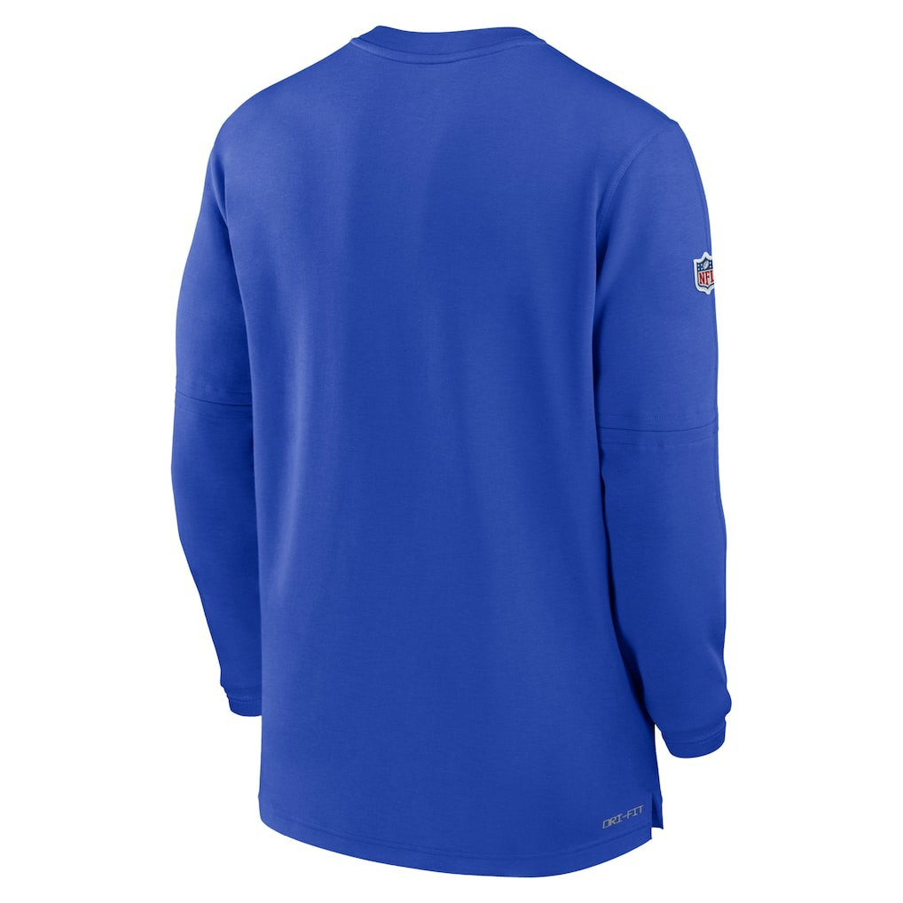 Nike Los Angeles Rams 2023 Sideline Performance Long Sleeve Tri-Blend Quarter-Zip Top Royal