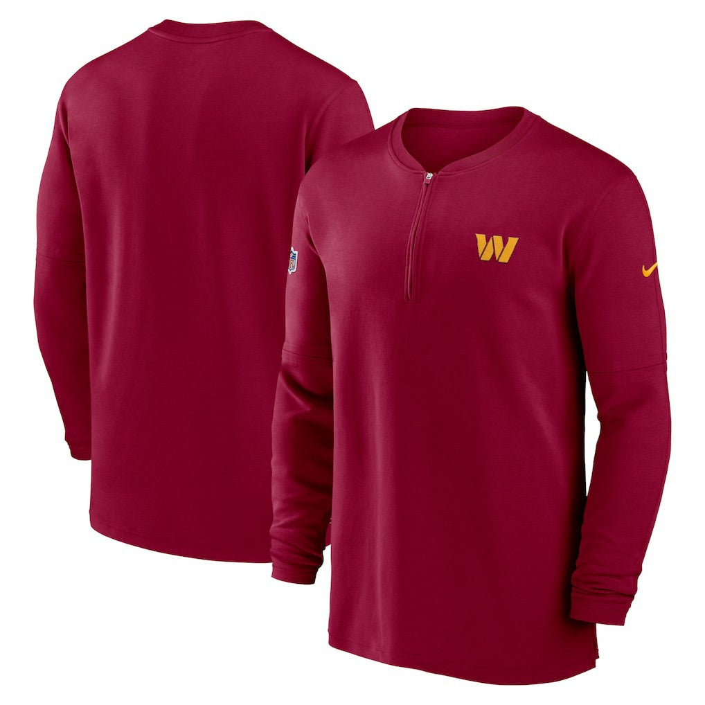 Nike Washington Commanders 2023 Sideline Performance Long Sleeve Tri-Blend Quarter-Zip Top Burgundy