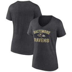 Baltimore Ravens Women's Victory Arch Team V-Neck T-Shirt Charcoal