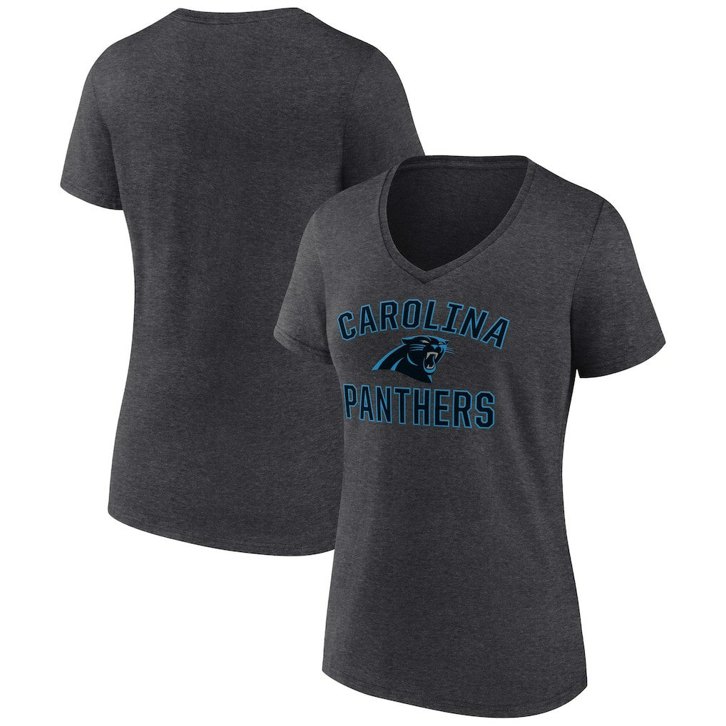 Carolina Panthers Women's Victory Arch Team V-Neck T-Shirt Charcoal