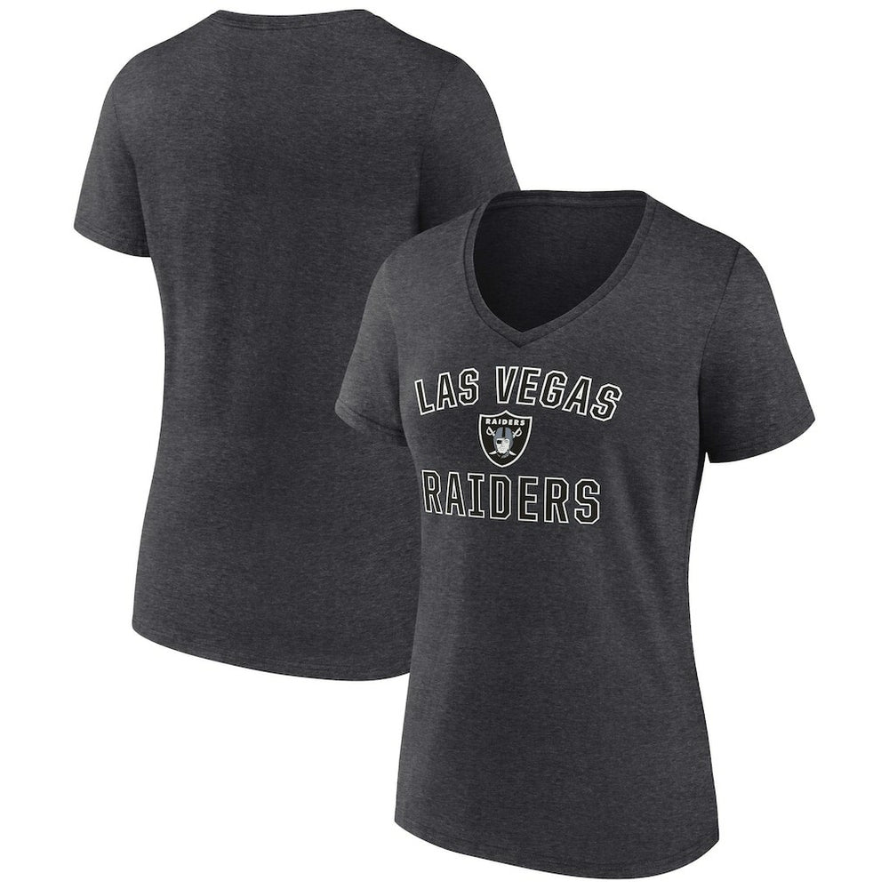 Las Vegas Raiders Women's Victory Arch Team V-Neck T-Shirt Charcoal