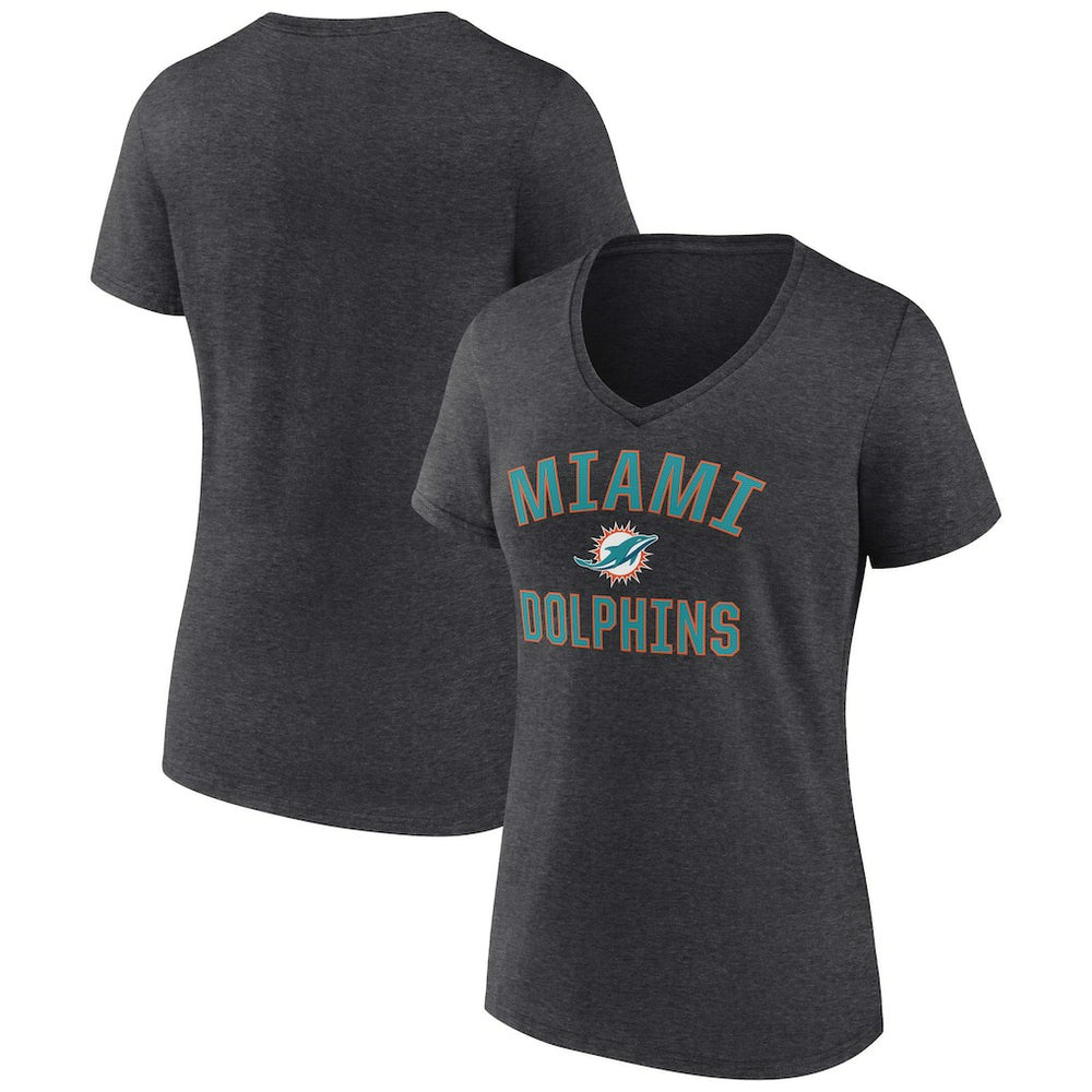 Miami Dolphins Women's Victory Arch Team V-Neck T-Shirt Charcoal