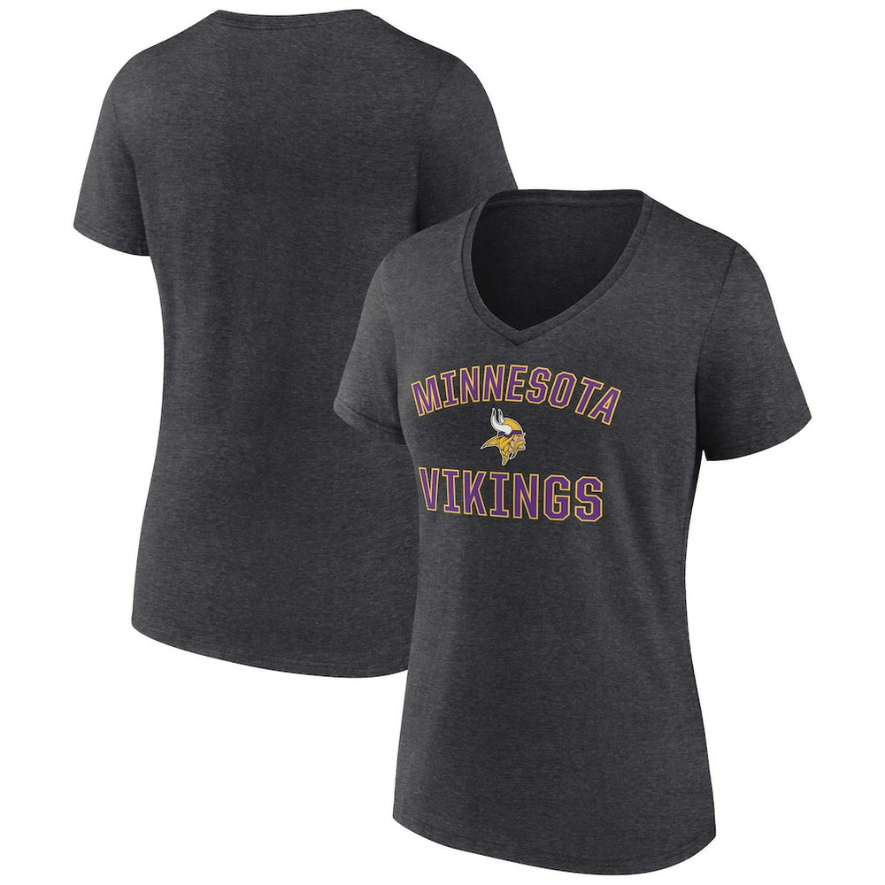 Minnesota Vikings Women's Victory Arch Team V-Neck T-Shirt Charcoal