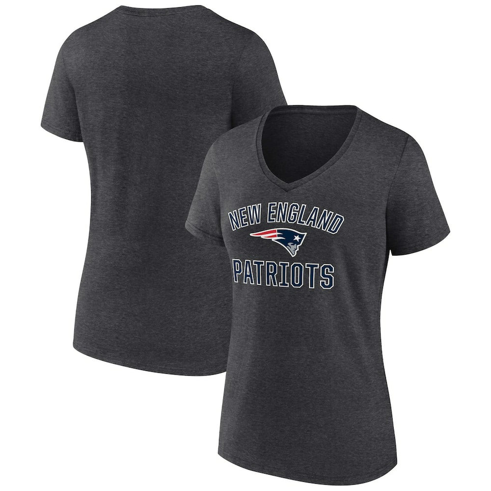 New England Patriots Women's Victory Arch Team V-Neck T-Shirt Charcoal