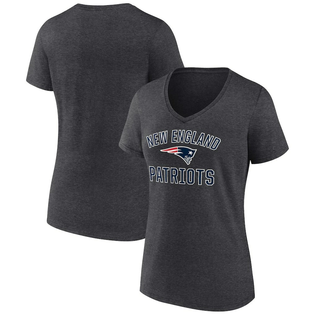 New England Patriots Women's Victory Arch Team V-Neck T-Shirt Charcoal