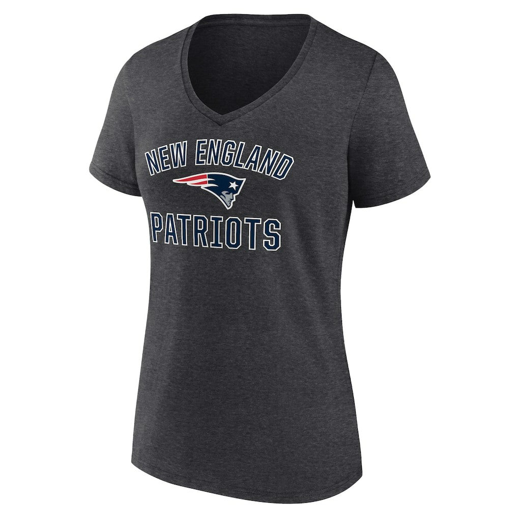 New England Patriots Women's Victory Arch Team V-Neck T-Shirt Charcoal