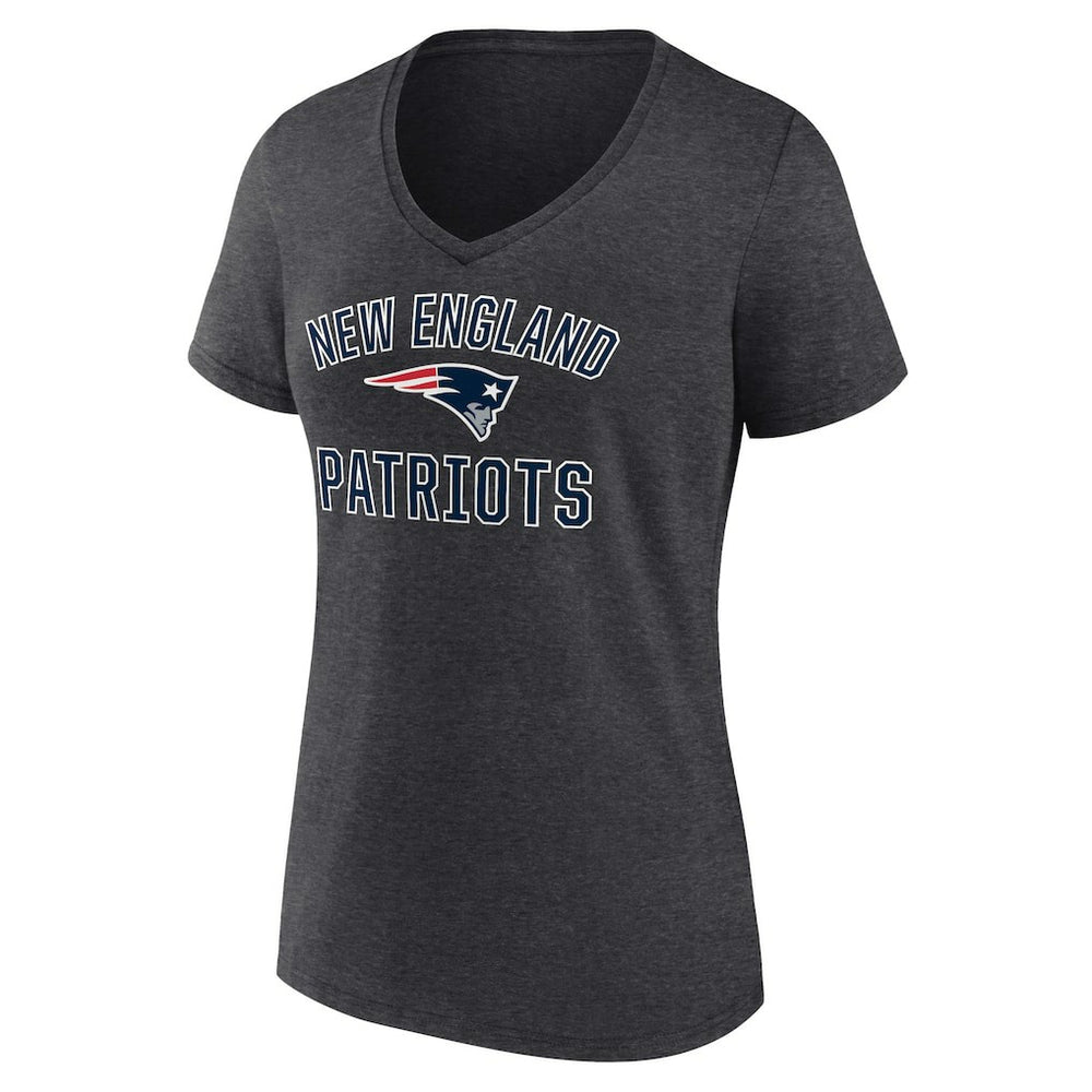 New England Patriots Women's Victory Arch Team V-Neck T-Shirt Charcoal