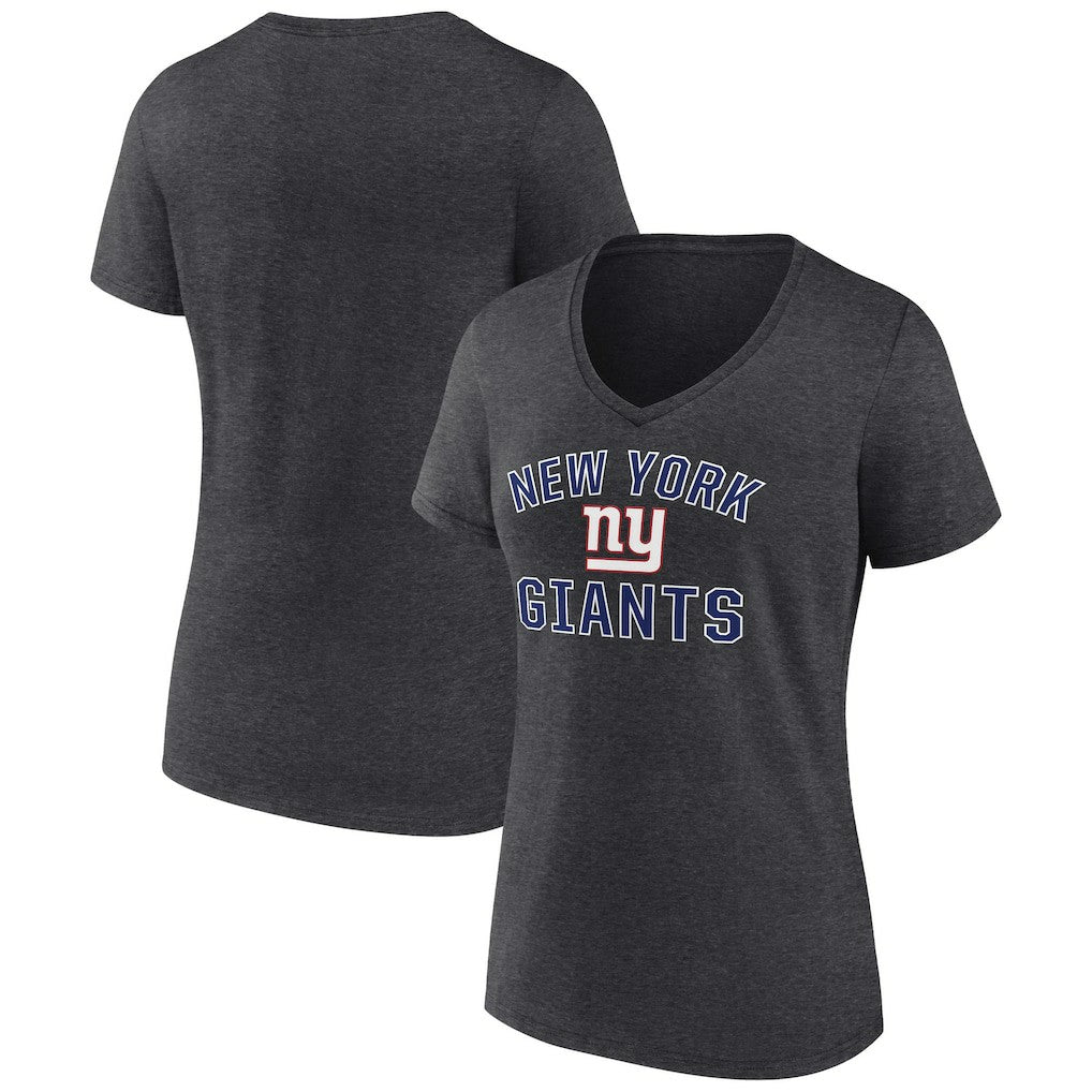 New York Giants Women's Victory Arch Team V-Neck T-Shirt Charcoal