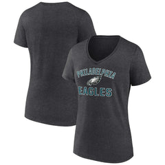 Philadelphia Eagles Women's Victory Arch Team V-Neck T-Shirt Charcoal