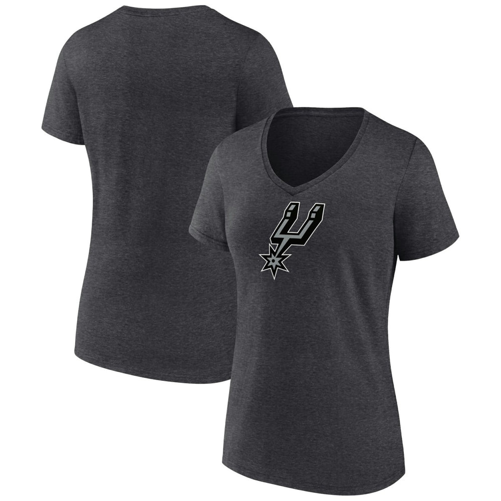 San Antonio Spurs Women's Logo V-Neck T-Shirt Charcoal