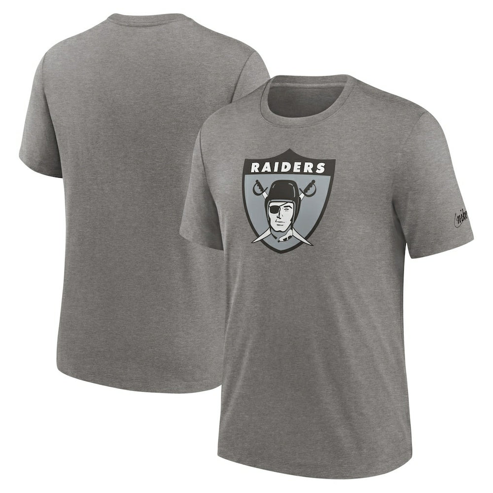Nike Las Vegas Raiders Rewind Logo Tri-Blend T-Shirt Heather Charcoal
