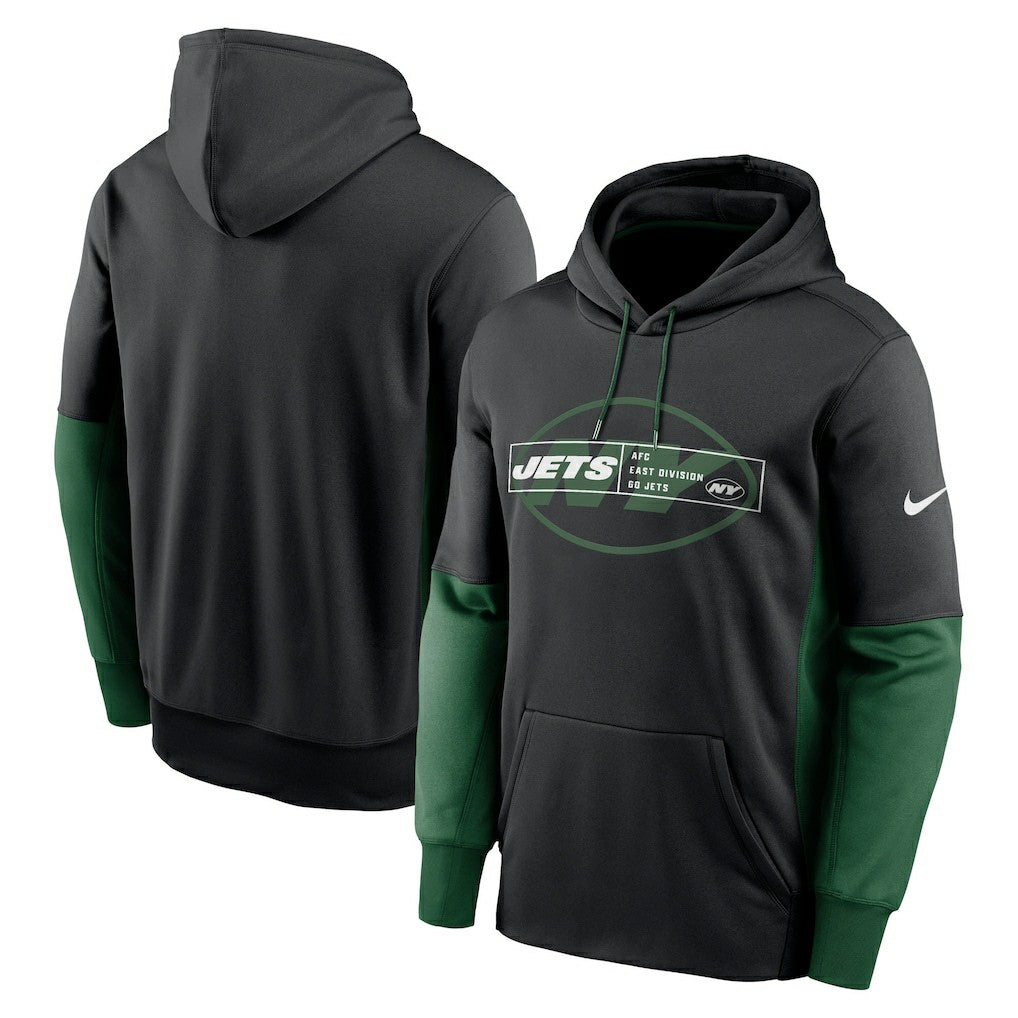 Nike New York Jets Color Block Fleece Performance Pullover Hoodie Black