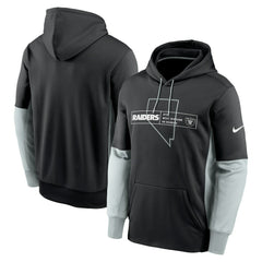 Nike Las Vegas Raiders Color Block Fleece Performance Pullover Hoodie Black