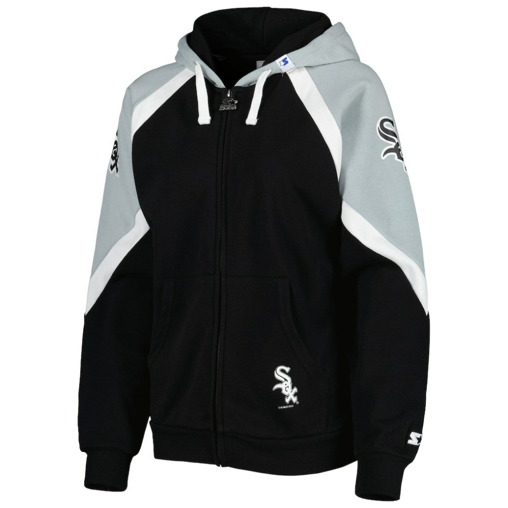 Chicago White Sox Starter Women's Hail Mary Full-Zip Hoodie - Black/Silver - MLB Sale