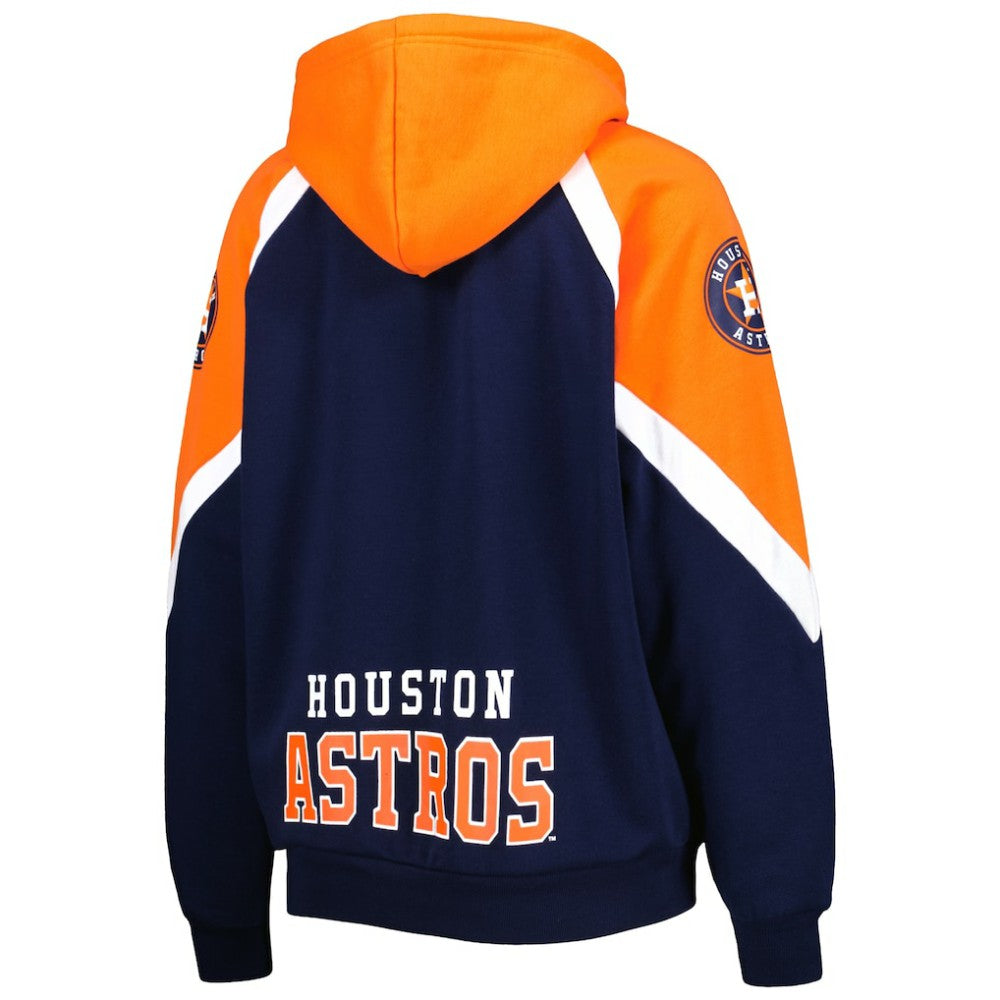 Houston Astros Starter Women's Hail Mary Full-Zip Hoodie - Navy/Orange - MLB Discount
