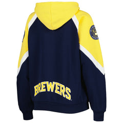 Milwaukee Brewers Starter Women's Hail Mary Full-Zip Hoodie - Navy/Gold - MLB Lifestyle