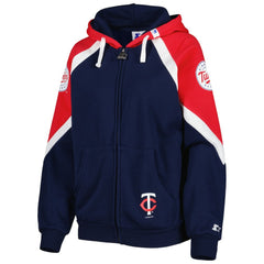 Minnesota Twins Starter Women's Hail Mary Full-Zip Hoodie - Navy/Red - MLB on Sale