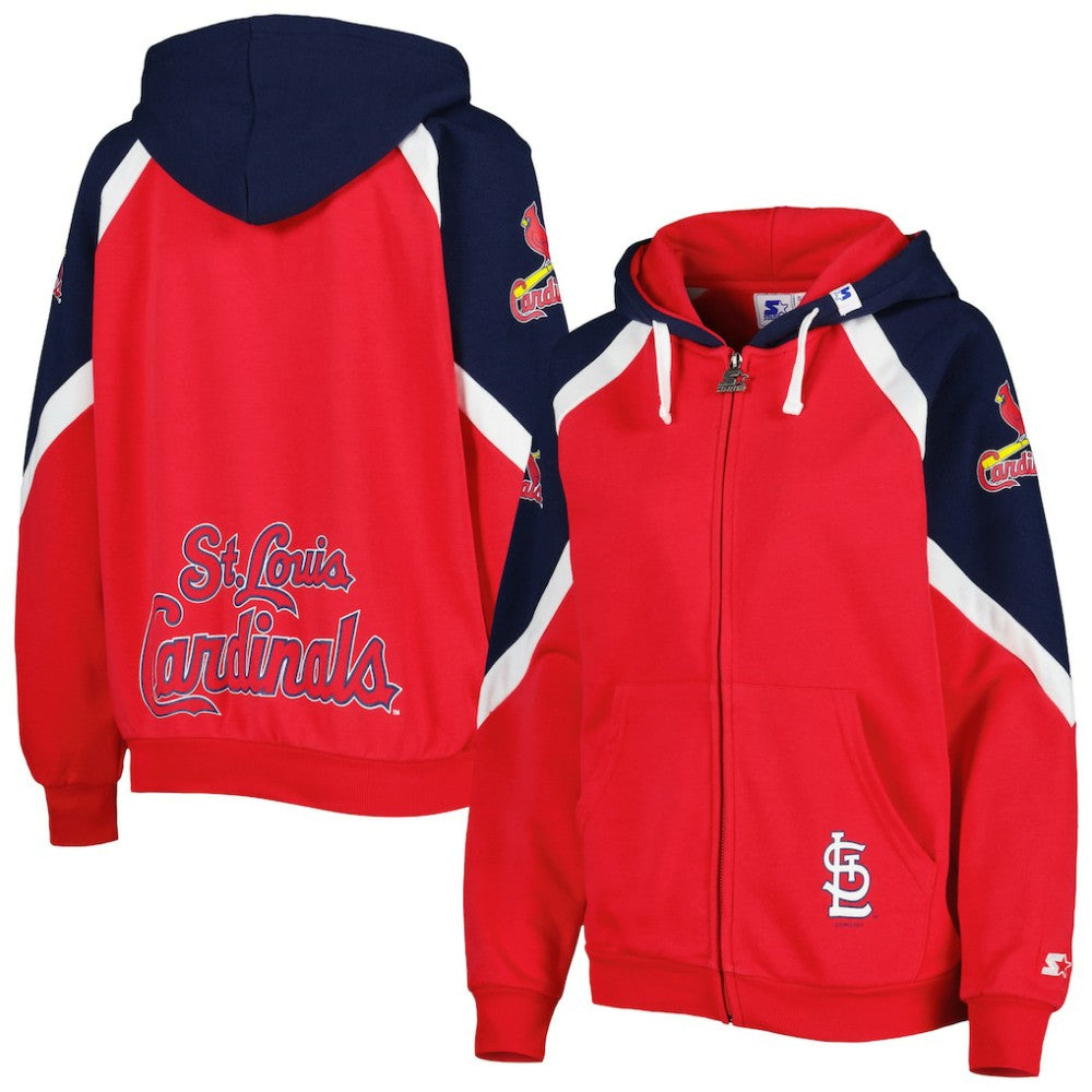 St. Louis Cardinals Starter Women's Hail Mary Full-Zip Hoodie - Red/Navy - MLB Online