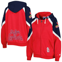 St. Louis Cardinals Starter Women's Hail Mary Full-Zip Hoodie - Red/Navy - MLB Online