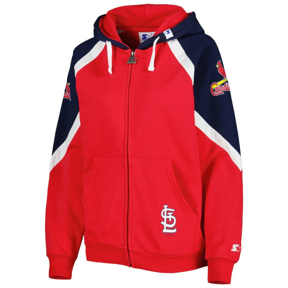 St. Louis Cardinals Starter Women's Hail Mary Full-Zip Hoodie - Red/Navy - MLB Online