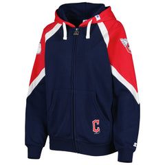 Cleveland Guardians Starter Women's Hail Mary Full-Zip Hoodie - Navy/Red - MLB Sale