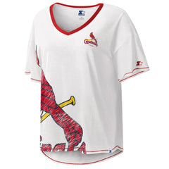 St. Louis Cardinals Starter Women's Perfect Game V-Neck T-Shirt - White - MLB Discount