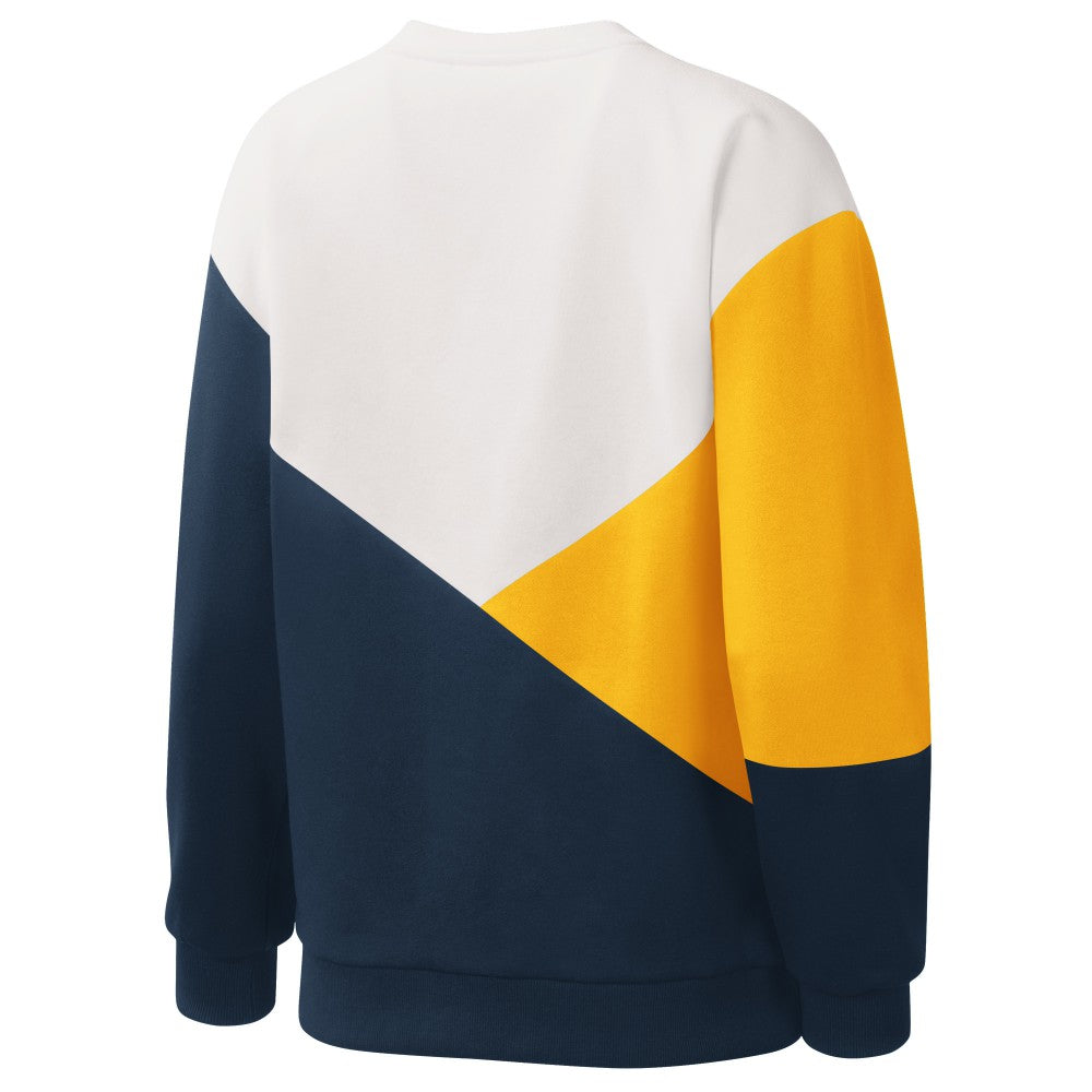 Milwaukee Brewers Starter Women's Shutout Pullover Sweatshirt - White/Navy - MLB on Sale