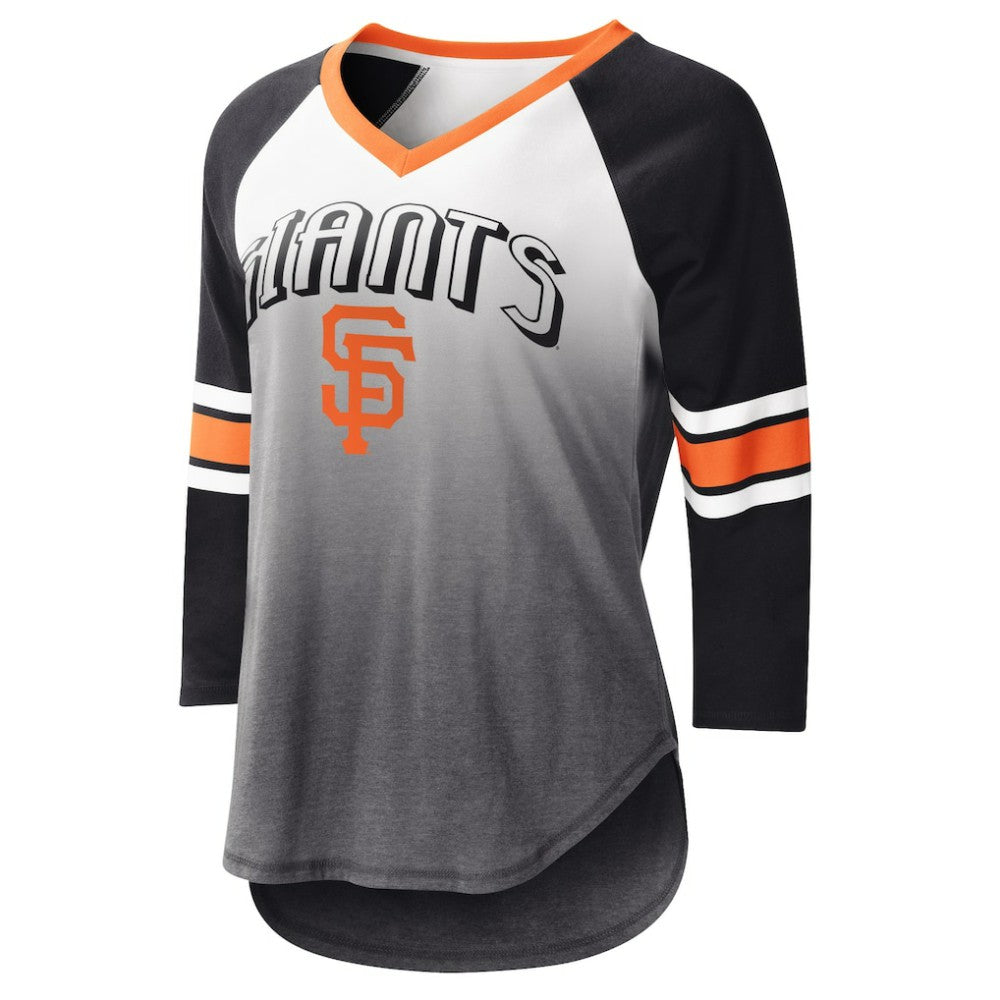 San Francisco Giants G-III 4Her by Carl Banks Women's Lead-Off Raglan 3/4-Sleeve V-Neck T-Shirt - White/Black - MLB Discount