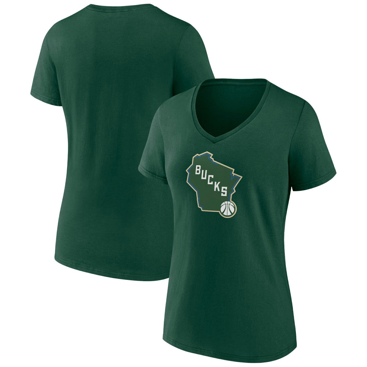 Milwaukee Bucks Women's Alternate Logo V-Neck T-Shirt Green