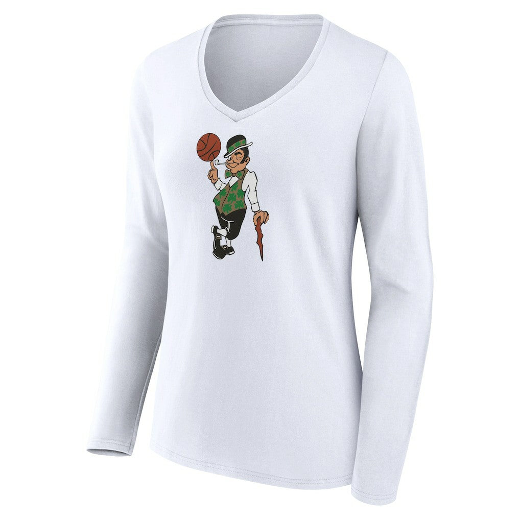 Boston Celtics Women's Alternate Logo V-Neck Long Sleeve T-Shirt White