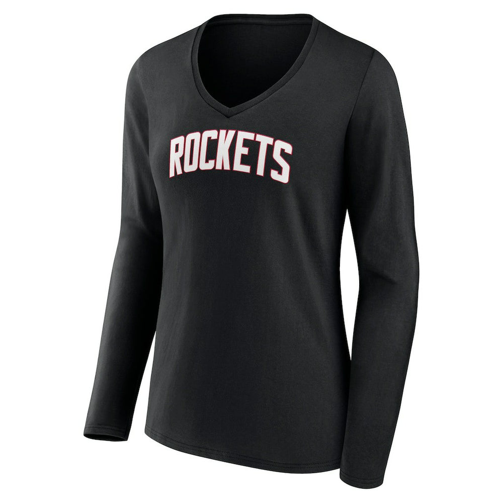 Houston Rockets Women's Alternate Logo V-Neck Long Sleeve T-Shirt Black