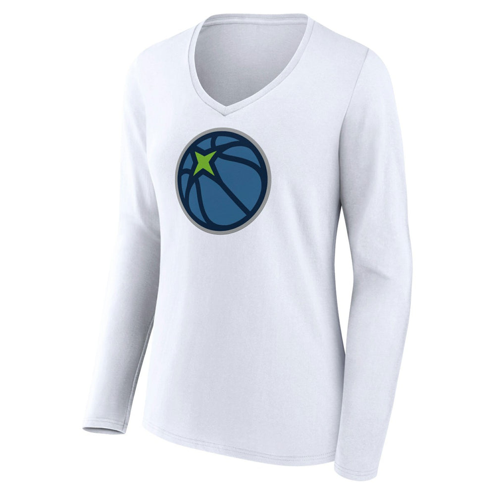 Minnesota Timberwolves Women's Alternate Logo V-Neck Long Sleeve T-Shirt White