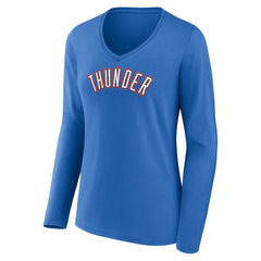 Oklahoma City Thunder Women's Alternate Logo V-Neck Long Sleeve T-Shirt Blue