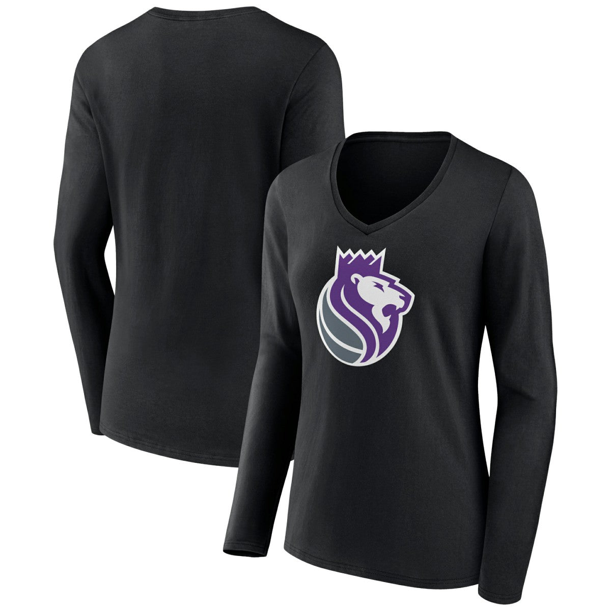 Sacramento Kings Women's Alternate Logo V-Neck Long Sleeve T-Shirt Black