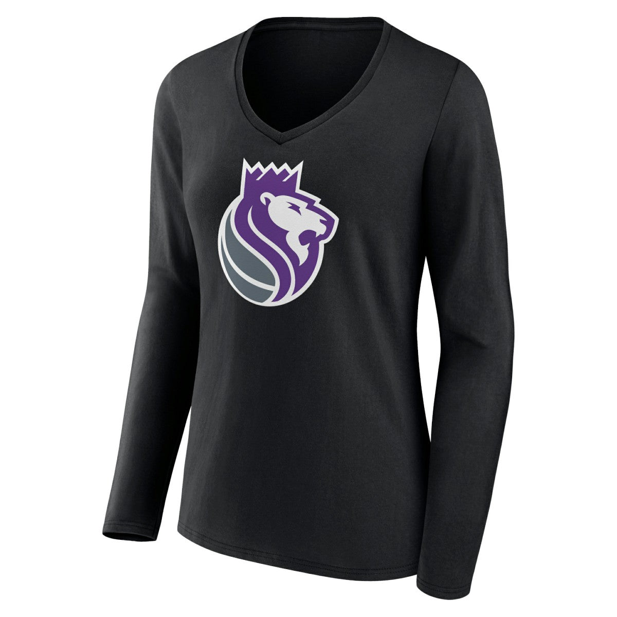 Sacramento Kings Women's Alternate Logo V-Neck Long Sleeve T-Shirt Black
