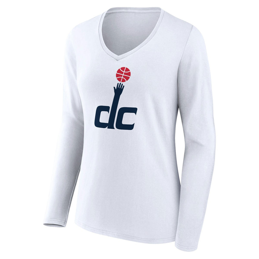 Washington Wizards Women's Alternate Logo V-Neck Long Sleeve T-Shirt White