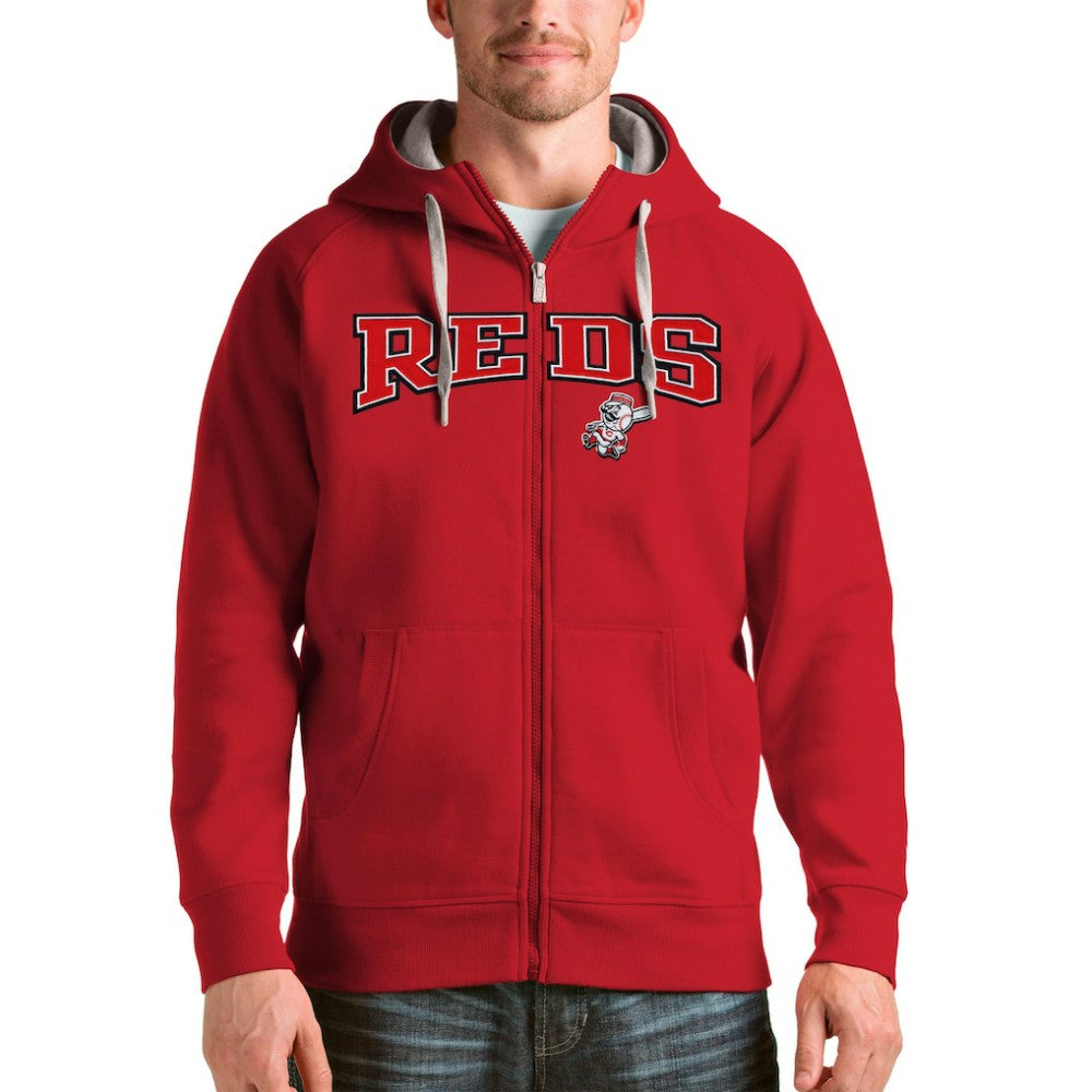 Cincinnati Reds Antigua Team Logo Victory Full-Zip Hoodie - Red - MLB on Sale
