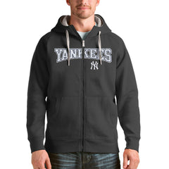 New York Yankees Antigua Team Logo Victory Full-Zip Hoodie - Charcoal - MLB Discount