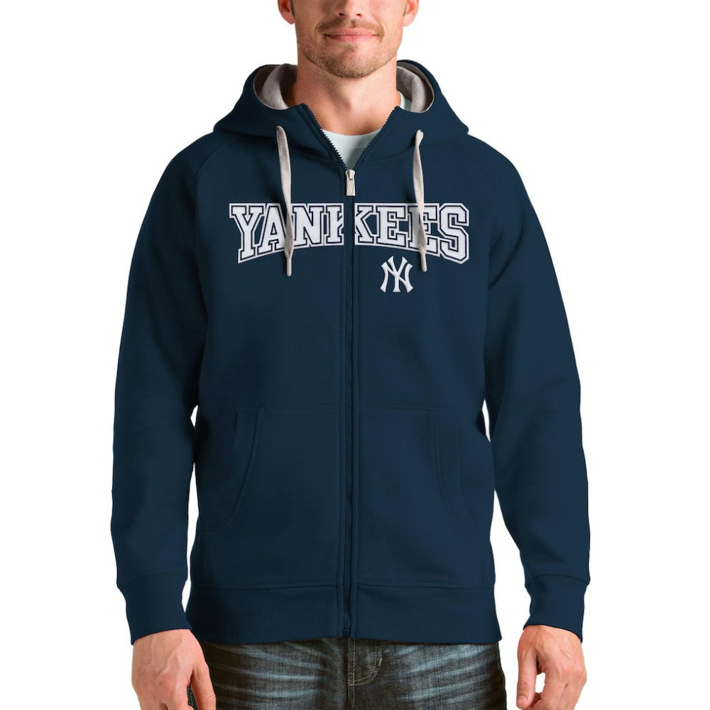 New York Yankees Antigua Team Logo Victory Full-Zip Hoodie - Navy - MLB Sale