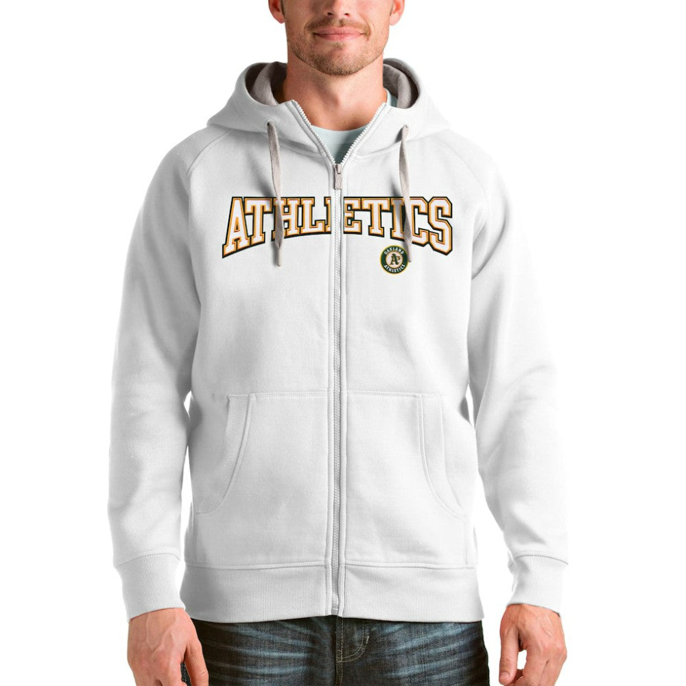 Athletics Antigua Team Logo Victory Full-Zip Hoodie - White - MLB Online