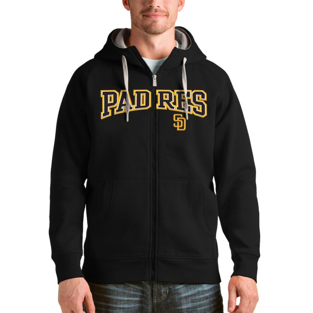 San Diego Padres Antigua Team Logo Victory Full-Zip Hoodie - Black - MLB Online