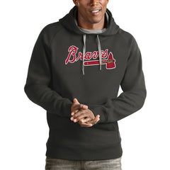 Atlanta Braves Antigua Victory Pullover Team Logo Hoodie - Charcoal - MLB Online