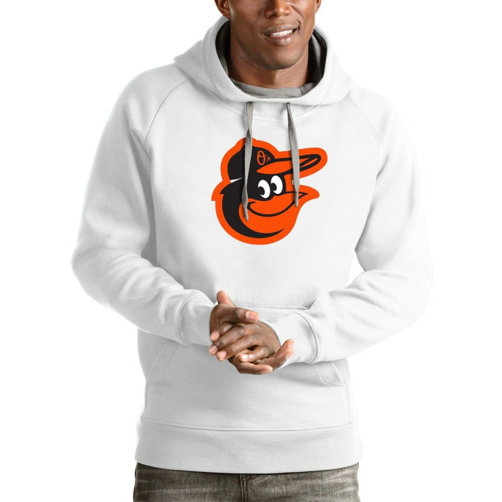 Baltimore Orioles Antigua Victory Pullover Team Logo Hoodie - White - MLB Discount
