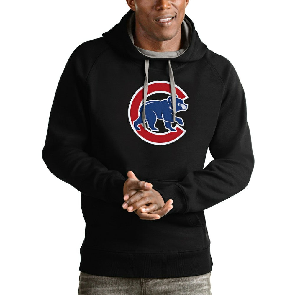 Chicago Cubs Antigua Victory Pullover Team Logo Hoodie - Black - MLB Lifestyle