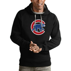 Chicago Cubs Antigua Victory Pullover Team Logo Hoodie - Black - MLB Lifestyle
