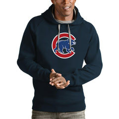Chicago Cubs Antigua Victory Pullover Team Logo Hoodie - Navy - MLB Lifestyle