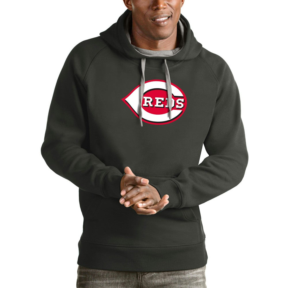 Cincinnati Reds Antigua Victory Pullover Team Logo Hoodie - Charcoal - MLB on Sale